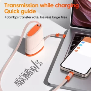 Desktop Fixed 100W Type C to Type C Cable Retractable Fast Charging Data Cord For iPhone 16 15 iPad 6 Huawei Xiaomi Quick Charge - Image 4