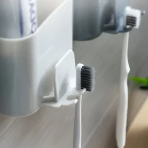 Toothbrush Holder Punch-free Wall-mounted Toothbrush Holder Shaver Toothpaste Mouthwash Cup Storage Rack Bathroom Accessories - Image 3