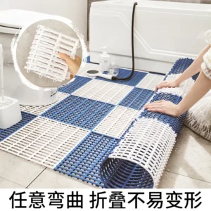 Household bathroom splicing solid color non-slip bathroom shower hollow draining floor mat - Image 3