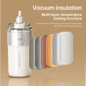 Double Layer Vacuum Insulated Juicer 304 Stainless Steel Juicers 350ml USB Charge Portable 26 Blades Strong Power Freesh Juicer - Image 2