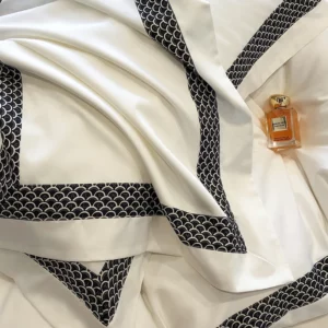 White 1000TC Egyptian Cotton Luxury Hotel Style 4Pcs Bedding Set Broad Side Embroidery Duvet Cover Set Pillowcases Bed Sheet Set - Image 6