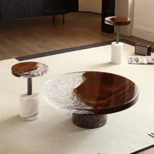 Epoxy Design Coffee Table Modern Centerpiece Marble Center Living Room Side Table Small Round Luxury Stolik Kawowy Furniture - Image 1