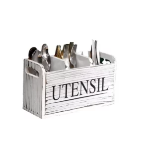 New Kitchen with Compartmentalized Cutlery Storage Rack, Rustic Style Wooden Countertop Organizer, Kitchenware Accessories - Image 3