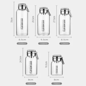 750ML/1000ML High Borosilicate Glass Transparent Tea Milk Juice Cup Outdoor Portable Leakproof Drinkware Large Capacity - Image 6