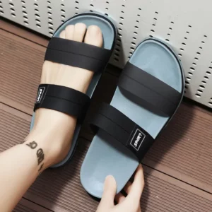 Summer Men's trendy plus size slippers breathable, slip resistant thick soled beach shoes lightweight casual one line sandal - Image 3