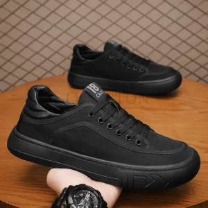 Casual Shoes Sneakers Canvas Shoes Casual Shoes Pure Black Wear-resistant Thick Sole Versatile Breathable Casual Work Shoes - Image 2