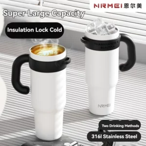 1.2L Drinkware Vacuum Flasks Thermoses Termo Water Bottle Tumbler Coffee Cup Stainless Steel With Straw Lid Insulated Mug Handle - Image 6