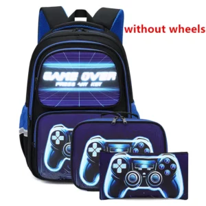 School Bag Kids Rolling Backpack for Boy Wheeled Backpack School Bag With Wheels Trolley Bookbag Carry on Luggage with Lunch Bag - Image 5