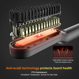 ANLAN Beard Hair Straightening Brush Hot Heated Comb Men Beard Multifunctional Straightener Ceramic Comb Quick Hair Styler - Image 3