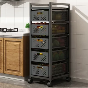 Shelf can draw cabinet vegetable seasoning basket drawer type floor-to-ceiling multi-layer slotted storage kitchen storage - Image 3