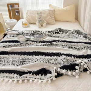 1pc two-color jacquard star velvet Dream Talk ball blanket, comfortable and breathable, dopamine color series, festival gift - Image 6