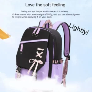 Teenagers Cute Schoolbag Shoulder Backpack Nylon Fabric Girls, Large Capacity Splash-Proof - Image 4