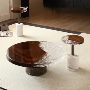Epoxy Design Coffee Table Modern Centerpiece Marble Center Living Room Side Table Small Round Luxury Stolik Kawowy Furniture - Image 3