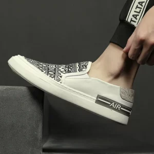New Trendy Men's White Graffiti Patchwork Comfortable Causal Flats Platform Shoes Loafers Rock Sports Waliking Sneakers - Image 3