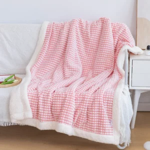 Winter Plaid Lambing Blanket Warm Soft Thick-Textured Fleece Blanket Sofa Blanket Covers Multifunctional Decorative Blankets - Image 5