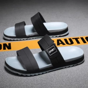 Summer Men's trendy plus size slippers breathable, slip resistant thick soled beach shoes lightweight casual one line sandal - Image 5