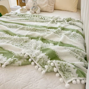 1pc two-color jacquard star velvet Dream Talk ball blanket, comfortable and breathable, dopamine color series, festival gift - Image 5