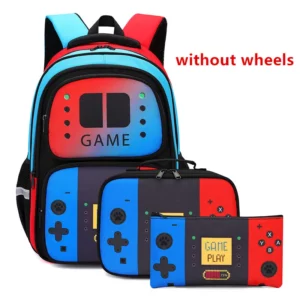 School Bag Kids Rolling Backpack for Boy Wheeled Backpack School Bag With Wheels Trolley Bookbag Carry on Luggage with Lunch Bag - Image 4