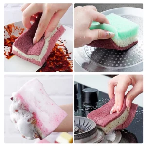 High density sponge cleaning cloth, dishwashing cloth, non greasy kitchen and catering supplies, sponge brush, pot and bowl - Image 4