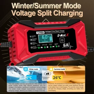 12V 6A Car Battery Charger Pulse Repair LiFePO4 14.6V Smart Fast Charge AGM Deep Cycle GEL Lead-Acid Charger For Auto Motorcycle - Image 4