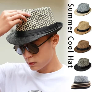 Fashion Summer Jazz Hat Beach Sunscreen Straw Hat Men Classic Panama Hat Retro Fedoras Top Hat Women Short Brim Bucket Hat - Image 1