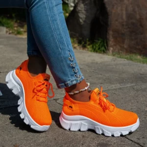 Women's 2025 Spring Knitted Shoes Lightweight Breathable Mom Shoes Plus Size Comfort Non-Slip Casual Flat Sole Slip-On - Image 5