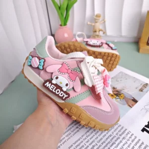 Kids'Casual Shoes Girls Cartoon MELODY PU Leather Outdoor Bow For Anti-slip Sneakers Pink Size 26-37 - Image 1