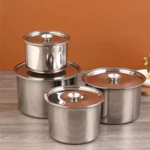Stainless Steel Basin with Lid Metal Bowl Sauce Serving Dish Metal Bowl with Cover Metal Bowl with Cover Containers with Lids - Image 5