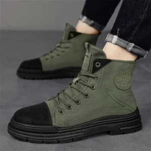 2025Men's Boots Breathable Canvas Casual Boot Fashion High Top Sneakers for Men Lace Up Ankle Boots Platform Cowboy Boots Botas - Image 5