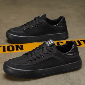 Casual Shoes Sneakers Canvas Shoes Casual Shoes Pure Black Wear-resistant Thick Sole Versatile Breathable Casual Work Shoes - Image 3