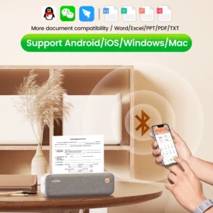 PeriPage A40 Continuous Thermal A4 Printer Wireless PDF Webpage Contract Picture Printers Maker 210mm Paper No Ink or Toner - Image 2