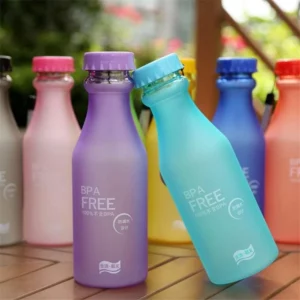 500ML Portable Candy Color Scrub Plastic Water Bottle Letter Print Leakproof Outdoor Sports Readily Cup - Image 2