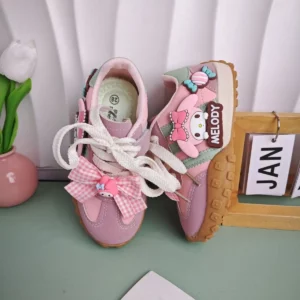 Kids'Casual Shoes Girls Cartoon MELODY PU Leather Outdoor Bow For Anti-slip Sneakers Pink Size 26-37 - Image 2