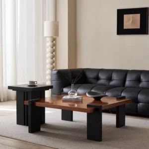 Square Luxury Coffee Table Solid Wood Walnut Designer Small Coffee Table Living Room Black Mesa De Centro Sala Home Furniture - Image 4