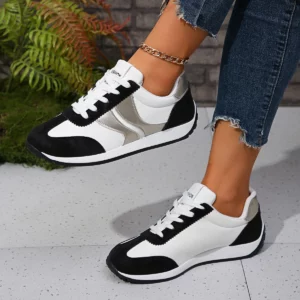 Fashion Contrast Color Platform Sneakers Women Round Toe Lace Up Sports Shoes Woman 2025 Spring Comfortable Casual Walking Shoes - Image 4