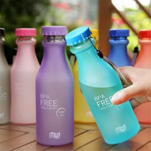 500ML Portable Candy Color Scrub Plastic Water Bottle Letter Print Leakproof Outdoor Sports Readily Cup - Image 1