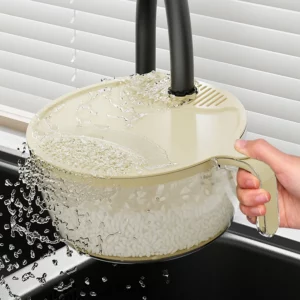 UFORU Washing basket multi-functional rice washing machine plastic light luxury kitchen household drain rice washing vegetables - Image 3