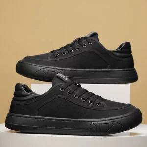 Casual Shoes Sneakers Canvas Shoes Casual Shoes Pure Black Wear-resistant Thick Sole Versatile Breathable Casual Work Shoes - Image 4