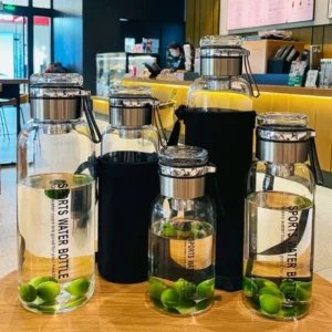 750ML/1000ML High Borosilicate Glass Transparent Tea Milk Juice Cup Outdoor Portable Leakproof Drinkware Large Capacity - Image 3