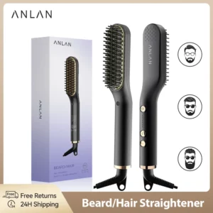ANLAN Beard Hair Straightening Brush Hot Heated Comb Men Beard Multifunctional Straightener Ceramic Comb Quick Hair Styler - Image 1