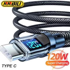 NNBILI 120W Type C to Type C Cable Phone Super Fast Charging Cable With LED Display USB To Type-C Data Cord For huawei oppo vivo - Image 1