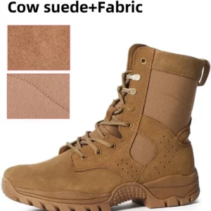 Men's Cowhide Waterproof Boots Summer Outdoor Hiking Climbing Shoes Wear-resistant Non-slip Boot Fashion Side Zip Lace-up Shoe - Image 2