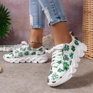 Fashion Mesh Printed Sock Sneakers Women Rhinestone Knitted Breathable Flats Shoes Woman Comfort Non-Slip Running Walking Shoes - Image 4