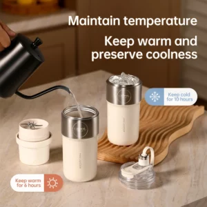Double Layer Vacuum Insulated Juicer 304 Stainless Steel Juicers 350ml USB Charge Portable 26 Blades Strong Power Freesh Juicer - Image 3