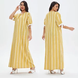 Muslim Clothes Women's Casual Dress Pajamas Summer Clothes Arabic Middle Eastern Robe Ethnic Clothing Women - Image 3