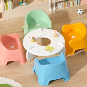 Children's Plastic Stool Baby Sofa Thickened Home Backrest Small Chair Bath Stool Kindergarten Stool - Image 1