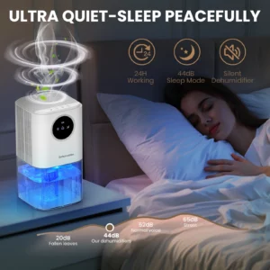 Portable Dehumidifier With 35 Ounces Capacity, Silent Operation, With Romantic Colorful Lights, Timer Switch - Image 4