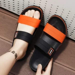Summer Men's trendy plus size slippers breathable, slip resistant thick soled beach shoes lightweight casual one line sandal - Image 1