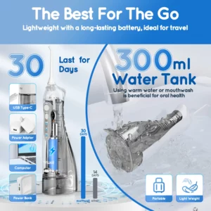 Water Dental Flosser Teeth Picks 4 Jets 3 Modes Portable Cordless D52 Water Flosser for Teeth Cleaner IPX7 Waterproof Oral Picks - Image 4