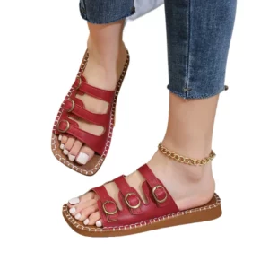 Retro Women's Sandals Women's 2025 New Casual Slippers Soft Bottom 1 Slip-on Beach Sandals - Image 6